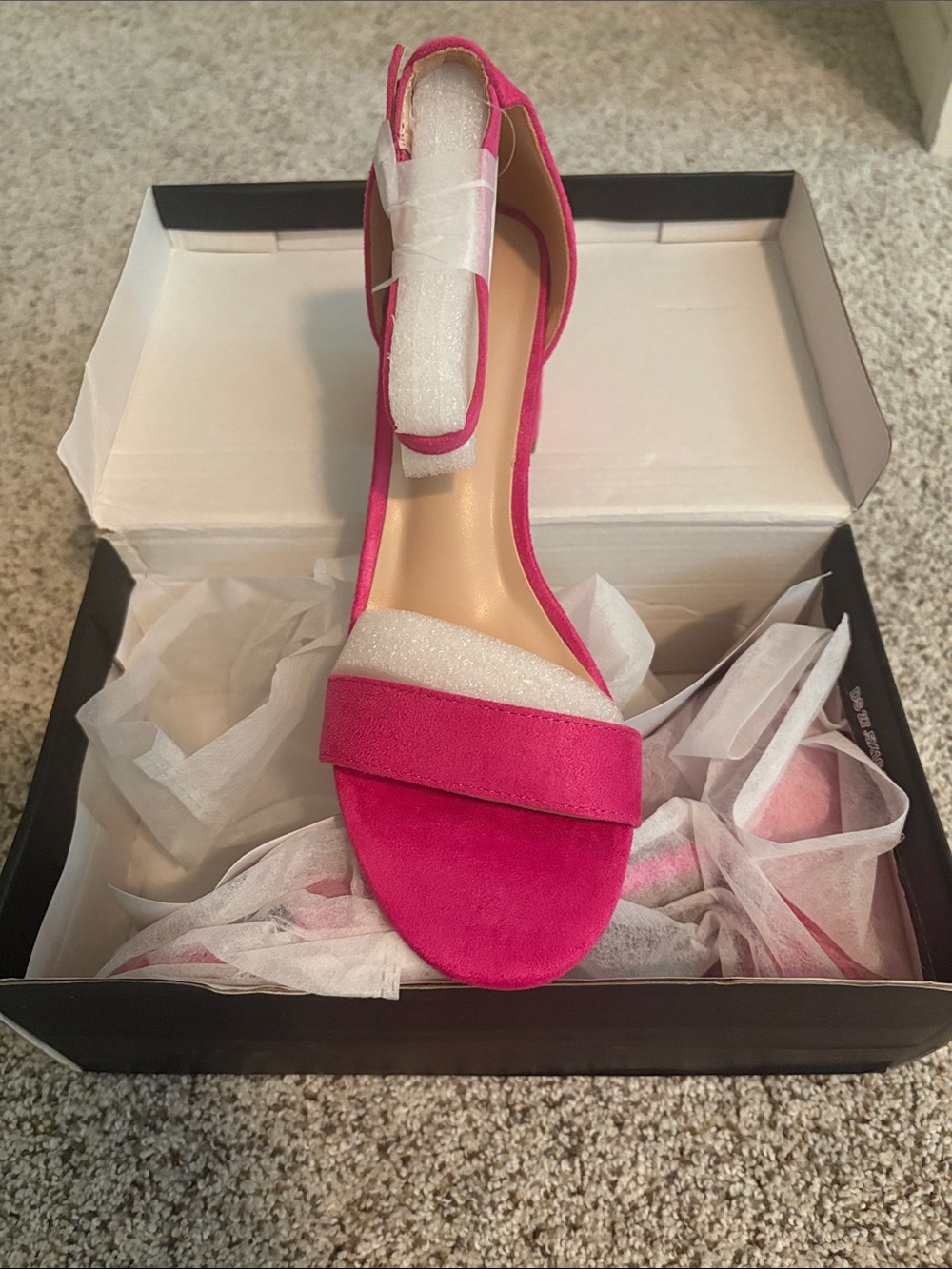 Fuchsia Open-Toe Ankle Strap Heels for Women